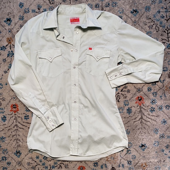 Sea-foam green vintage Ely western long sleeve - Picture 1 of 5